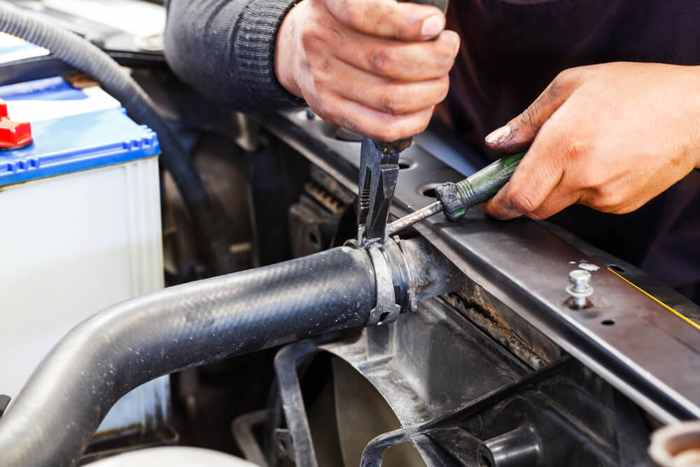 Radiator pressure testing preparation at Somerset Radiators workshop